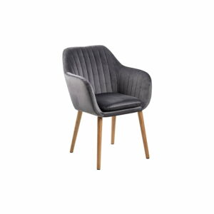 Tmavosivá jedálenská stolička s dreveným podnožím loomi.design Emilia