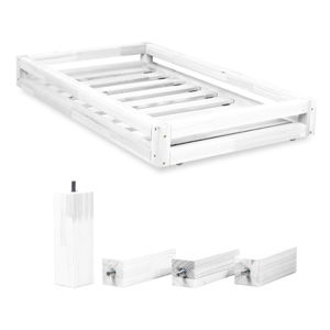 Sada bielej zásuvky pod posteľ a 4 predĺžených nôh Benlemi, pre posteľ 90 × 180 cm