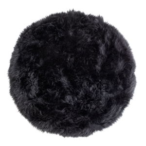 Čierny koberec z ovčej kožušiny Royal Dream Zealand, Ø 70 cm