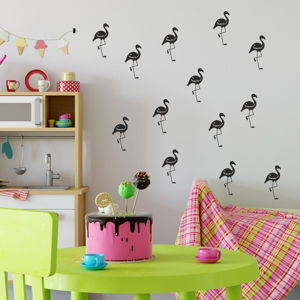 Sada čiernych samolepiek na stenu North Carolina Scandinavian Home Decors Flamingo