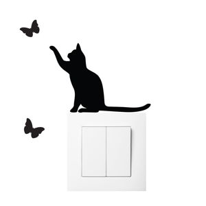 Čierna samolepka na vypínač Ambiance Cat