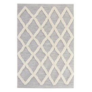 Sivý koberec Mint Rugs Handira Grid, 290 × 194 cm