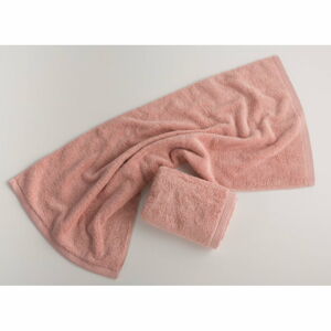 Ružový bavlnený uterák El Delfin Lisa Coral, 30 x 50 cm