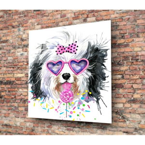 Sklenený obraz 3D Art Graphic Dog, 50 × 50 cm