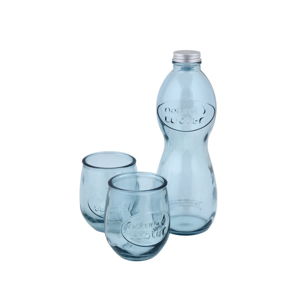 Set fľaše na vodu a 2 pohárov z recyklovaného skla Esschert Design Water