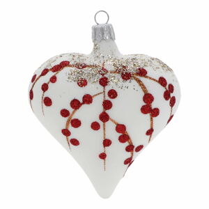 Súprava 3 bielo-červených sklenených vianočných ozdôb Ego Dekor Heart