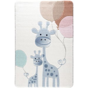 Detský svetlomodrý koberec Confetti Happy Giraffe, 133 x 190 cm
