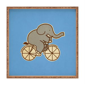 Drevený dekoratívny servírovací podnos Biking Elephant, 40 × 40 cm