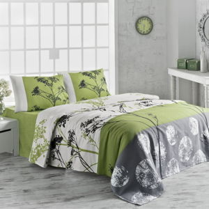 Ľahká bavlnená prikrývka cez posteľ na dvojlôžko Belezza Green, 200 × 230 cm