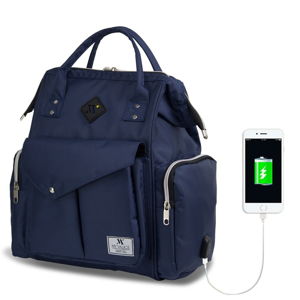 Tmavomodrý batoh pre mamičky s USB portom My Valice HAPPY MOM Baby Care Backpack