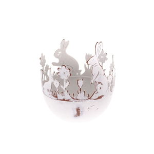 Kovový dekoratívny držiak na vajíčka so zajacom Dakls