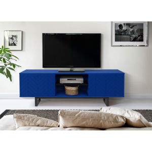 Modrý TV stolík Woodman Camden Herringbone