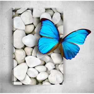 Nástenný 3D obraz Mosticx Blue Butterfly On Pebbles, 40 × 60 cm