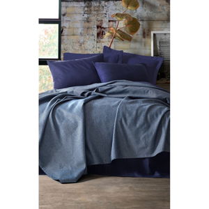 Set prehozu, plachty a obliečky na vankúš EnLora Home Deportes Dark Blue, 160 x 235 cm
