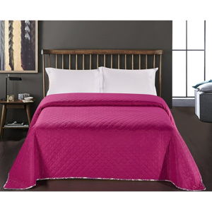 Fialovo-ružový pléd cez posteľ z mikrovlákna Decoking Vivian, 240 × 260 cm