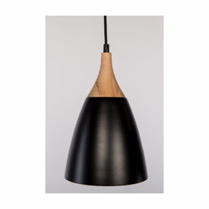 Čierne závesné svietidlo z dubového dreva a ocele Nørdifra Beta, ⌀ 19 cm