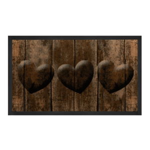 Hnedá rohožka Hansa Home Hearts, 45 × 75 cm