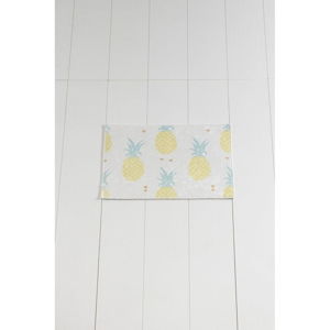 Bielo-žltá kúpeľňová predložka Tropica Ananas, 60 × 40 cm