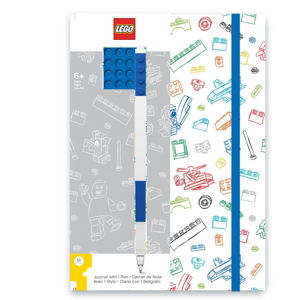 Modro-biely zápisník A5 s modrým perom LEGO®, 96 strán