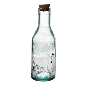 Sklenená fľaša z recyklovaného skla na mlieko Esschert Design Farma, 1 l
