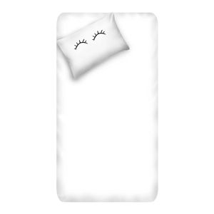 Set neelastickej plachty a obliečky na vankúš EnLora Home Eyelash White, 160 x 240 cm