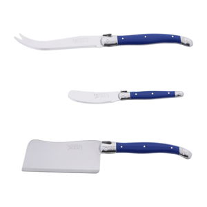 3-dielny set modrých nožov na servírovanie syrov Jean Dubost
