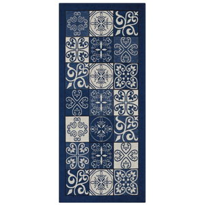 Modrý vysokoodolný kuchynský koberec Webtapetti Maiolica Blu, 55 × 115 cm