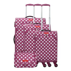 Set 3 růžovofialových batožiny na 4 kolieskach a kozmetického kufríka Lollipops