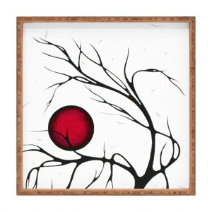 Drevený dekoratívny servírovací podnos Red Moon, 40 × 40 cm