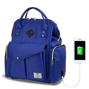 Modrý batoh pre mamičky s USB portom My Valice HAPPY MOM Baby Care Backpack