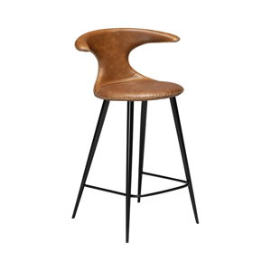 Koňakovohnedá kožená barová stolička DAN–FORM Denmark, výška 90 cm