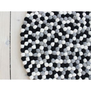 Čierno-biely guľôčkový vlnený koberec Wooldot Ball rugs, ⌀ 140 cm
