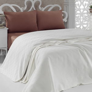Bavlnená ľahká prikrývka na posteľ Pique Cream, 200 × 240 cm
