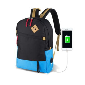 Čierno-tyrkysový batoh s USB portom My Valice FREEDOM Smart Bag