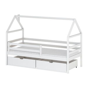 Biela domčeková detská posteľ s úložným priestorom 80x180 cm Aron - Lano Meble