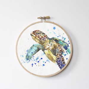 Nástenná dekorácia Surdic Stitch Hoop Turtle, ⌀ 27 cm