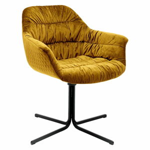 Žltá stolička so zamatovým čalúnením Kare Design Swivel