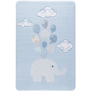 Detský svetlomodrý koberec Confetti Sweet Elephant Azul, 133 × 190 cm