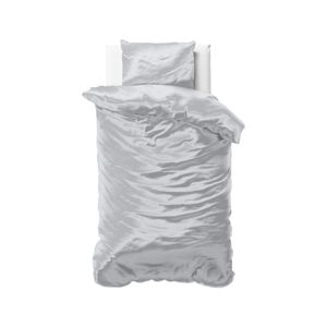 Sivé obliečky zo saténového mikroperkálu na jednolôžko Sleeptime, 140 × 220 cm
