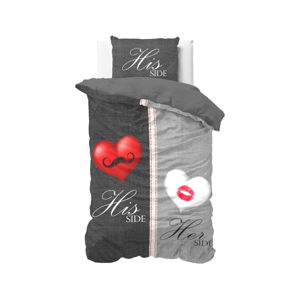 Sivé obliečky na jednolôžko z čistej bavlny Sleeptime His and Hers, 140 × 220 cm